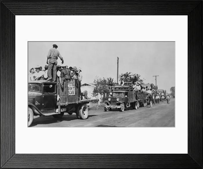 Framed Print : Mexican-American workers on strike in California in 1933