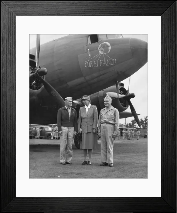 Framed Print : First Lady Eleanor Roosevelt with Admiral Halsey (right) in August-Sept. 1943