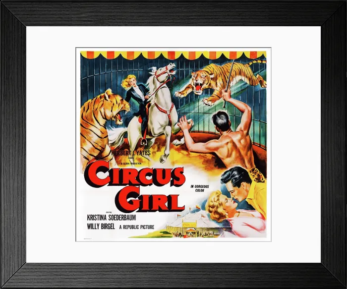 Framed Print : CIRCUS GIRL, (aka DIE GEFANGENE DES MAHARADSCHA), US poster art, Kristina Soderbaum, 1954