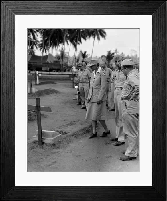 Framed Print : First Lady Eleanor Roosevelt visiting Guadalcanal military cemetery, Sept 13-16, 1943 (BSLOC_2016_14_108)