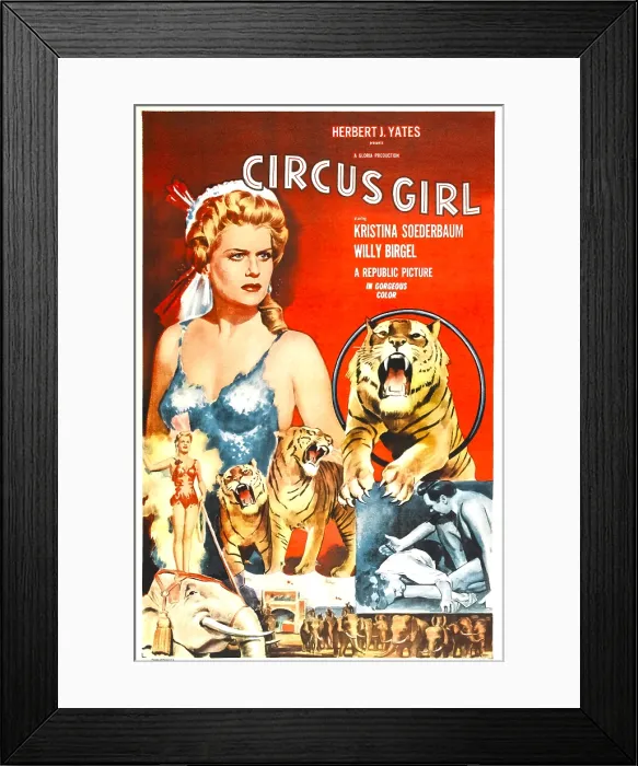 Framed Print : CIRCUS GIRL, (aka DIE GEFANGENE DES MAHARADSCHA), US poster, Kristina Soderbaum, 1954