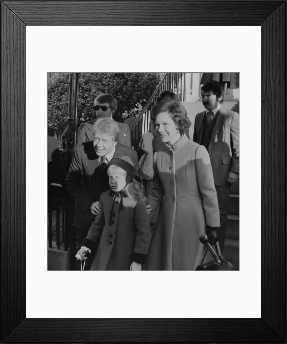 Framed Print : President-elect Jimmy Carter with wife Rosalynn and daughter Amy Carter on Inauguration Day. Jan. 20, 1977 (BSLOC_2016_14_110)
