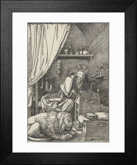 Framed Print : St. Jerome in his Study, by Albrecht Durer, 1511, German print, wood engraving Framed Print : St. Jerome in his Study, by Albrecht Durer, 1511, German print, wood engraving