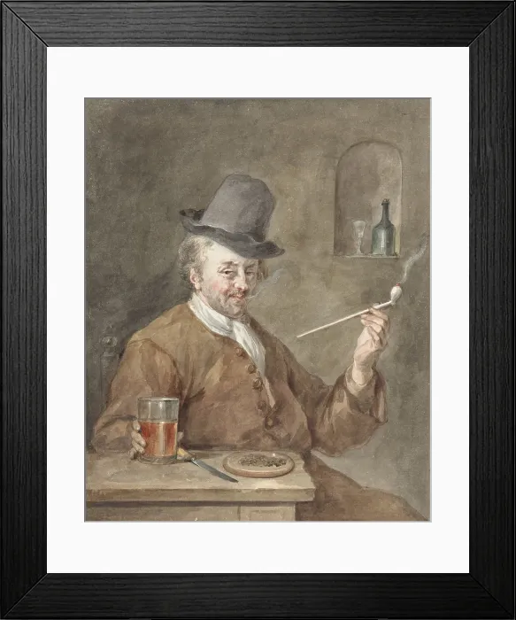 Framed Print : Pipe Smoking Man at a Table with a Plate, Knife, and Glass, by Aert Schouman after Gabriel Metsu, 1778, Dutch painting (BSLOC_2016_2_176) Framed Print : Pipe Smoking Man at a Table with a Plate, Knife, and Glass, by Aert Schouman after Gabriel Metsu, 1778, Dutch painting (BSLOC_2016_2_176)