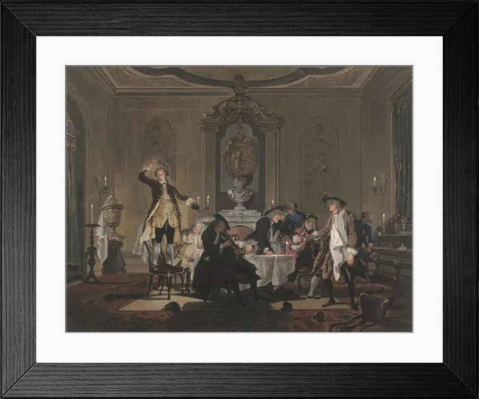Framed Print : Gathering of friends at the home of Biberius, by Sara and Cornelis Troost, 1769, Dutch watercolor painting (BSLOC_2016_2_177)