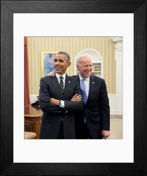 Framed Print : President Barack Obama and Vice President Joe Biden in the Oval Office, Feb. 9, 2015. (BSLOC_2015_13_240)