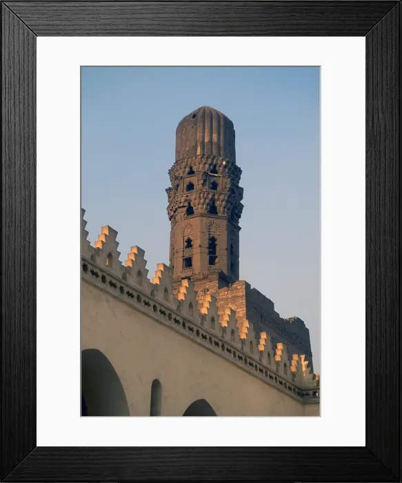 Framed Print : Minaret of the Al-Hakim Mosque, by Fatimid craftsmen, 928-1013, 10-11th Century, mixed technique - Detail