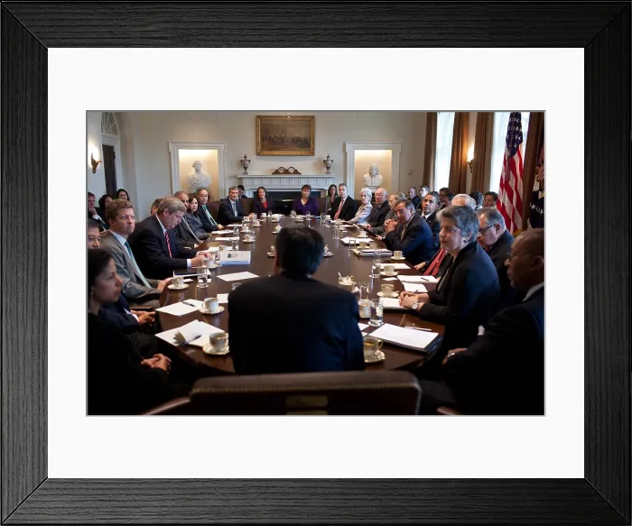 Framed Print : President Barack Obama and Cabinet listen as Chief of Staff Jack Lew, center, speaks. Cabinet Room of the White House, Jan. 31, 2012. (BSLOC_2015_13_241) Framed Print : President Barack Obama and Cabinet listen as Chief of Staff Jack Lew, center, speaks. Cabinet Room of the White House, Jan. 31, 2012. (BSLOC_2015_13_241)