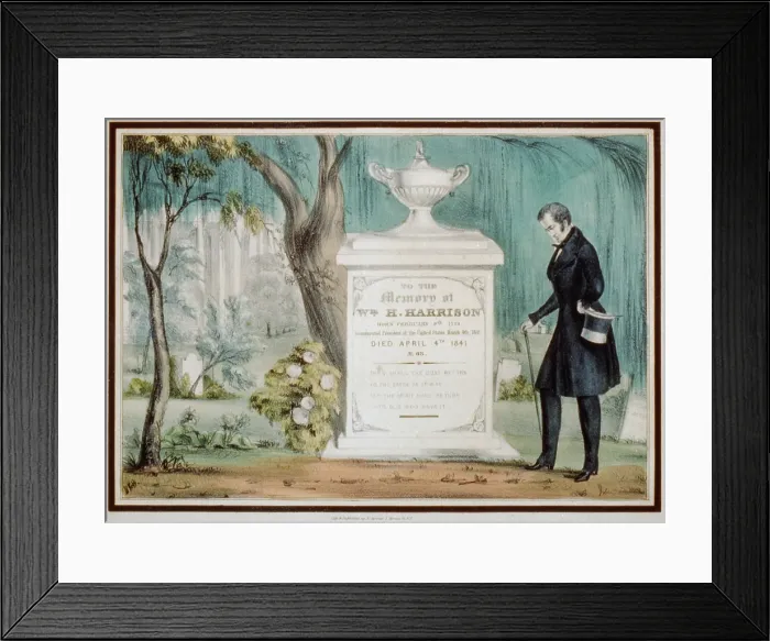Framed Print : To the memory of William H. Harrison. He was the first President to die in office and had the shortest presidency on record 1 month Framed Print : To the memory of William H. Harrison. He was the first President to die in office and had the shortest presidency on record 1 month