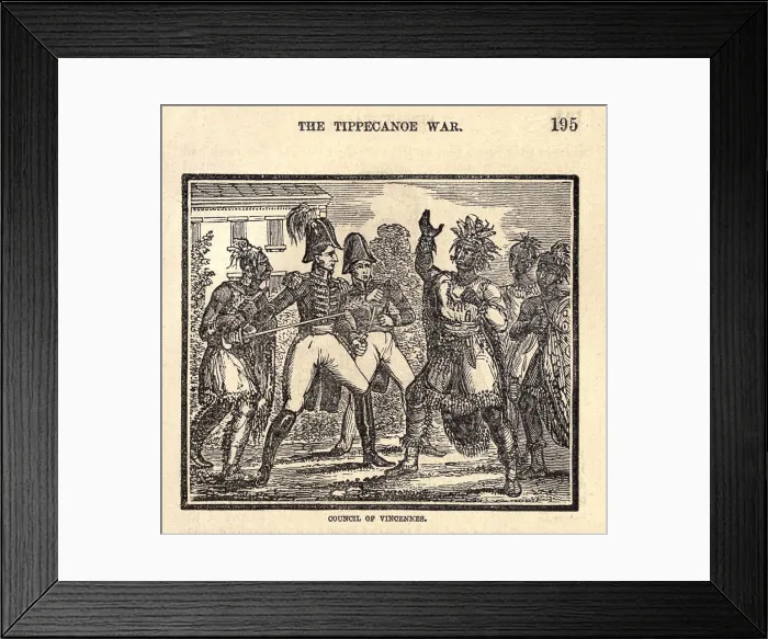 Framed Print : Council of Vincennes between General William Henry Harrison and Indian Confederation leader Tecumseh in August 1811