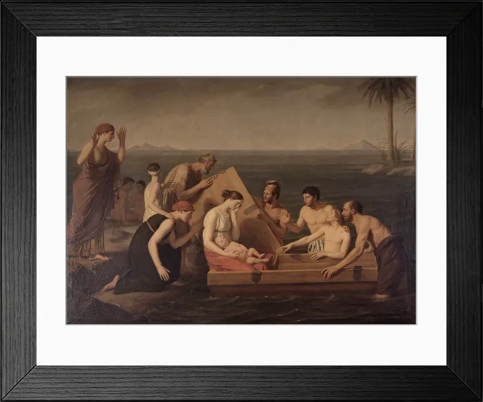 Framed Print : Danae and Little Perseus Saved by Corsali from the island of Serifos, by Jacques Berger, 1806, 19th Century, oil on canvas - Italy, Lombardy, Milan, Brera Academy Collection Framed Print : Danae and Little Perseus Saved by Corsali from the island of Serifos, by Jacques Berger, 1806, 19th Century, oil on canvas - Italy, Lombardy, Milan, Brera Academy Collection