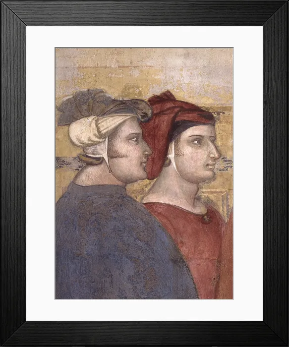 Framed Print : Allegory and Effects of Good Government, by Ambrogio Lorenzetti, 1338 - 1340, 14th Century, fresco, 200 x 770 cm. - Italy, Tuscany, Siena, Public Palace. Detail