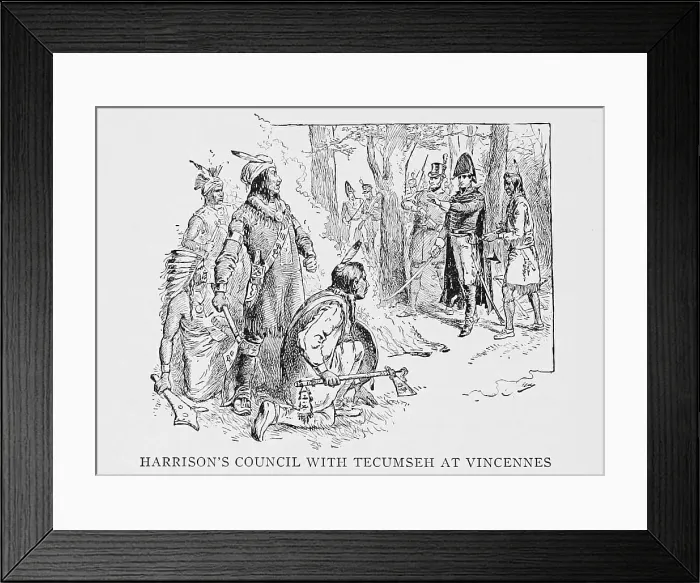 Framed Print : Council of Vincennes between General William Henry Harrison and Indian Confederation leader Tecumseh in August 1811