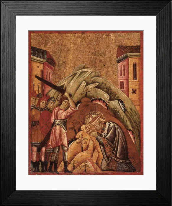 Framed Print : Saint Verano full length between two angels and six stories of his legend, by Unknown Artist from Pisa, 1270, 13th Century, tempera on board - Italy, Lombardy, Milan