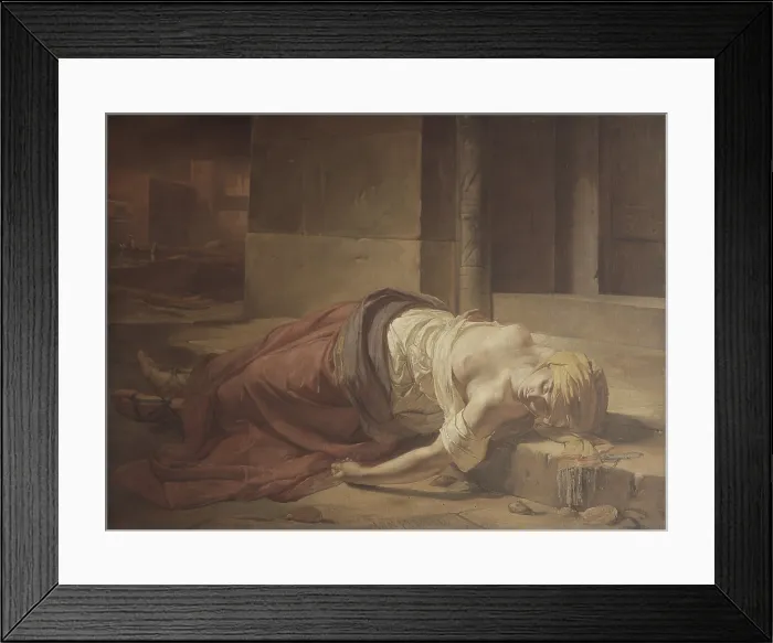 Framed Print : The Wife of the Levite of Ephraim, by Cherubino Cornienti, 845 - 1846, 19th Century, oil on canvas - Italy, Lombardy, Milan, Brera Collection. Whole artwork view