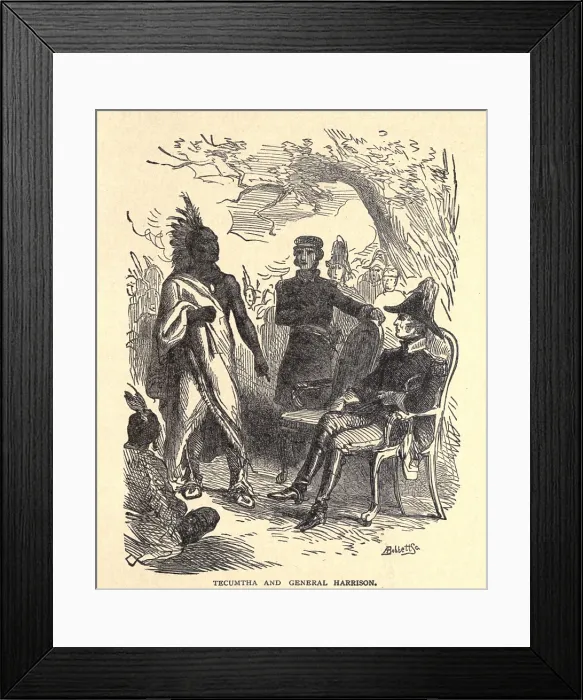 Framed Print : Council of Vincennes between General William Henry Harrison and Indian Confederation leader Tecumseh in August 1811 Framed Print : Council of Vincennes between General William Henry Harrison and Indian Confederation leader Tecumseh in August 1811