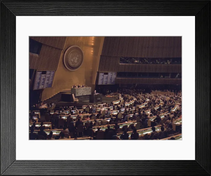 Framed Print : Jimmy Carter addresses the United Nations General Assembly. Ca. 1977-80