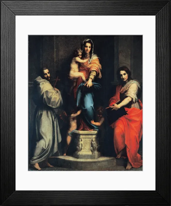 Framed Print : d'Agnolo Andrea known as Andrea del Sarto, Madonna of the Harpies (Madonna and Child with Sts Francis and John the Evangelist), 1517, 16th Century, oil on canvas, Italy Framed Print : d'Agnolo Andrea known as Andrea del Sarto, Madonna of the Harpies (Madonna and Child with Sts Francis and John the Evangelist), 1517, 16th Century, oil on canvas, Italy