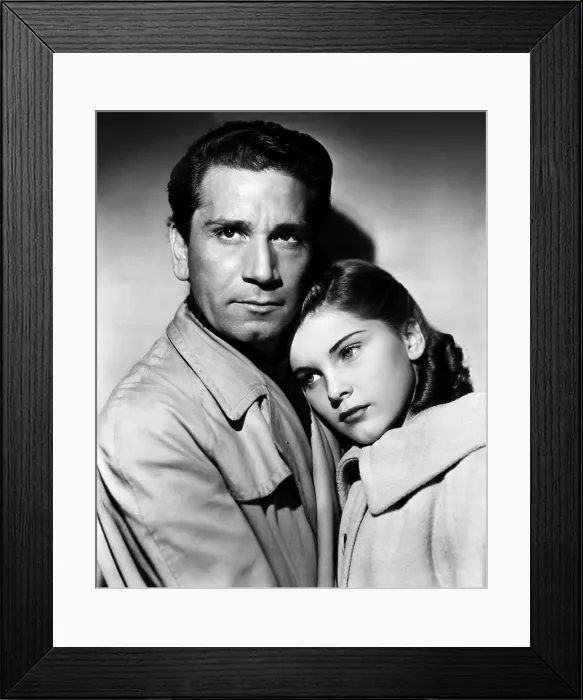 Framed Print : CRY OF THE CITY, from left: Richard Conte, Debra Paget, 1948. TM & copyright 20th Century Fox Film Corp. All rights reserved / courtesy Everett Collection