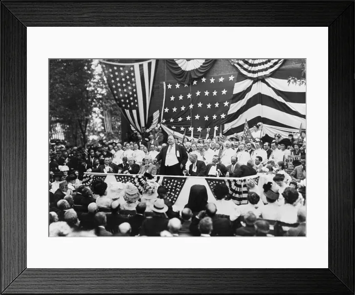 Framed Print : 50th anniversary observance of the First Battle of Bull Run, July 18, 1911. President William Howard Taft delivers the keynote address to a crowd of 10, 000 people