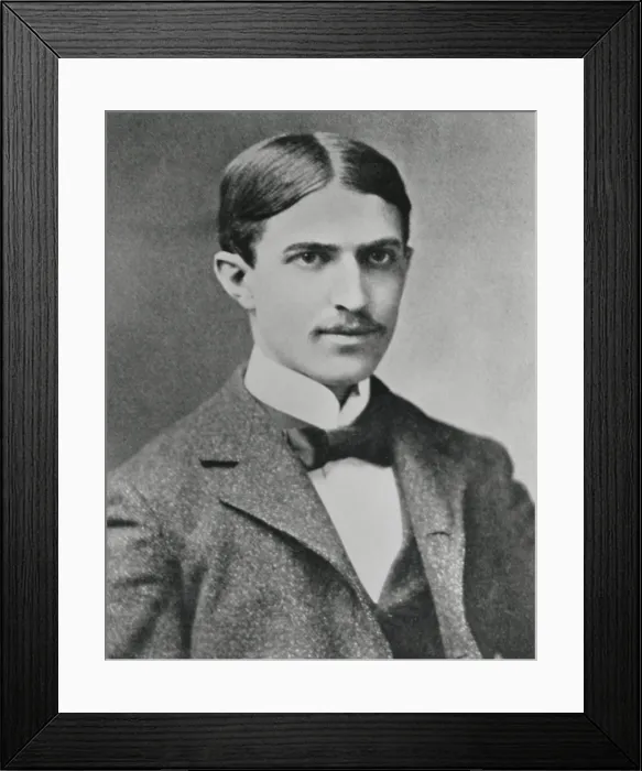Framed Print : Stephen Crane, American author of the 1895 classic novel, THE RED BADGE OF COURAGE. His naturalistic style influenced Ernest Hemingway (BSLOC_2016_11_152)