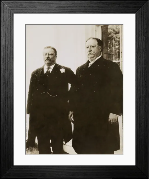 Framed Print : Outgoing President Theodore Roosevelt and President elect William H. Taft, March 4, 1909. They shoulders are covered with the snow on the cold inauguration day (BSLOC_2017_2_112)