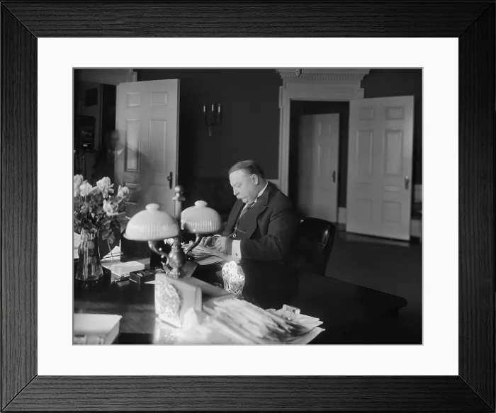 Framed Print : President William Howard Taft at his desk in the White House