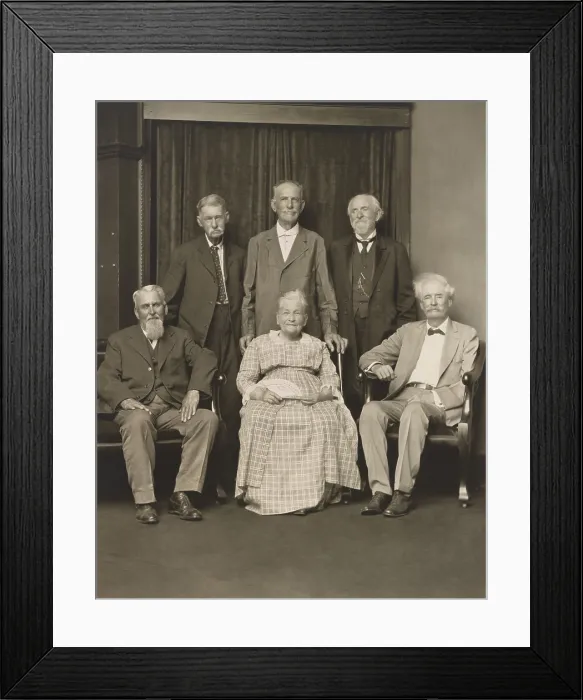 Framed Print : Mark Twains (aka Samuel Clemens), boyhood friends in 1922. Standing, L-R: Noval L. Brady, son of the first mayor of Hannibal, Mo; Dr. B.Q. Stevens; J.L. Robards Framed Print : Mark Twains (aka Samuel Clemens), boyhood friends in 1922. Standing, L-R: Noval L. Brady, son of the first mayor of Hannibal, Mo; Dr. B.Q. Stevens; J.L. Robards