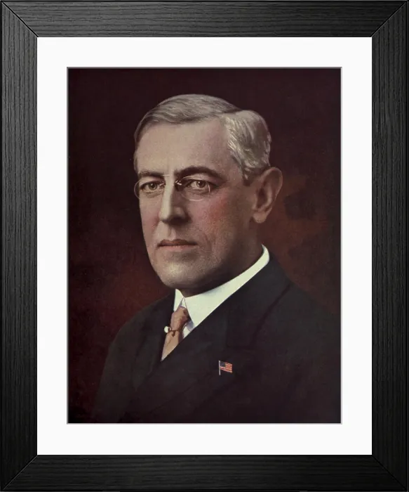 Framed Print : President Woodrow Wilson, head and shoulders portrait, 1919 color photo-gravure (BSLOC_2016_11_13)
