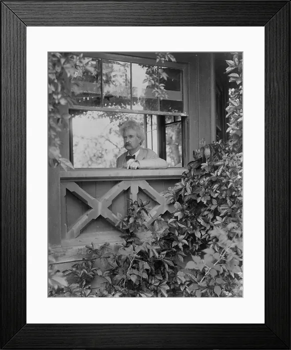 Framed Print : Mark Twain (aka Samuel Clemens), looking out window, 1903. Photo by T.E. Marr (BSLOC_2016_11_134)
