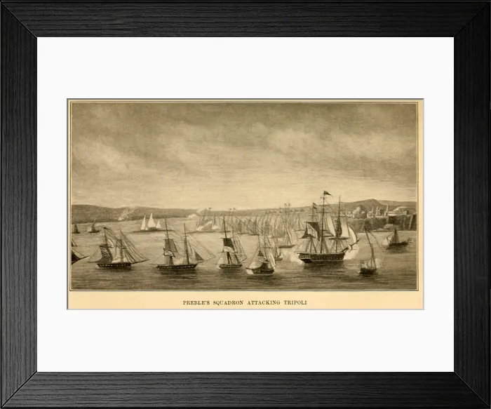 Framed Print : First Barbary War 1801-1805. Preble's Squadron Attacking Tripoli Framed Print : First Barbary War 1801-1805. Preble's Squadron Attacking Tripoli