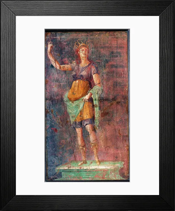 Framed Print : Artemis, by unknown artist, second half 1st Century B.C. ripped fresco, 88 x 49 cm - Italy, Campania, Naples, National Archaeological Museum, Room LXIX, inv. 9301