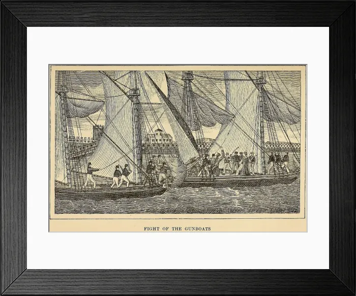 Framed Print : First Barbary War 1801-1805. Fight of the American and Barbary Gunboats Framed Print : First Barbary War 1801-1805. Fight of the American and Barbary Gunboats