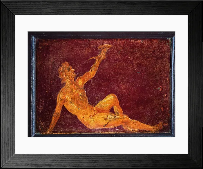 Framed Print : Sitting Satyr, by unknown artist, 45-69, 1st Century A.D. ripped fresco, 31 x 45 cm - Italy, Campania, Naples, National Archaeological Museum, Room LXXVII, inv. 9116