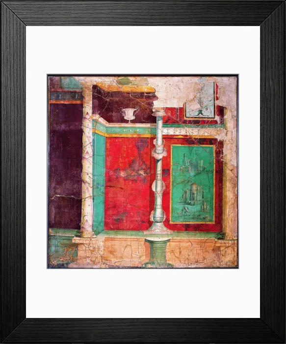 Framed Print : Wall with Green Monochromes, by unknown artist, 20-10, 1st Century B.C. ripped fresco, 197 x 194 cm - Italy, Campania, Naples, National Archaeological Museum, Room LXIX, inv