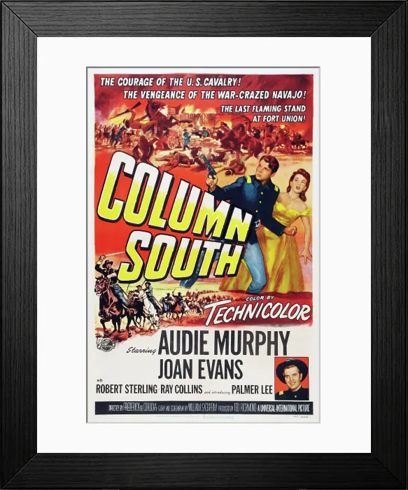 Framed Print : COLUMN SOUTH, US poster, from top left: Audie Murphy, Joan Evans, bottom right: Palmer Lee, 1953