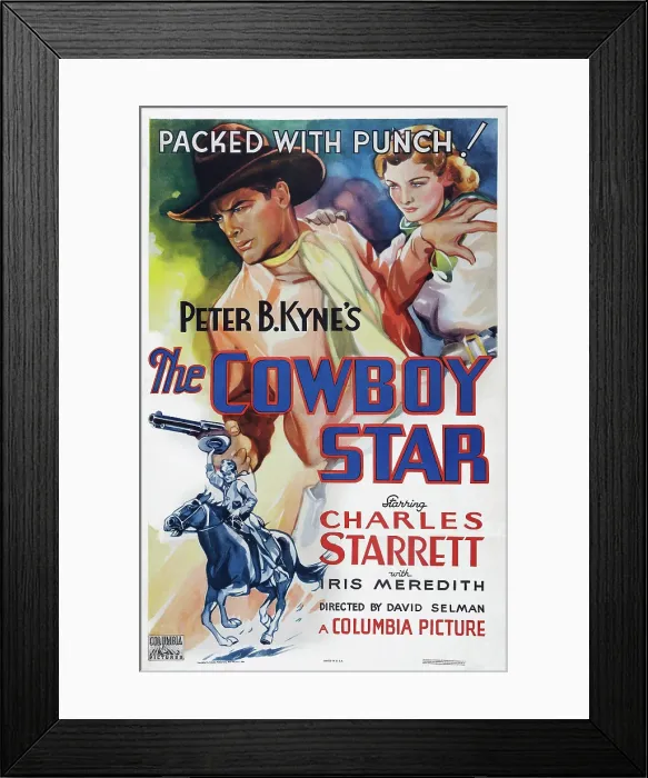 Framed Print : THE COWBOY STAR, US poster art, from left: Charles Starrett, Iris Meredith, 1936