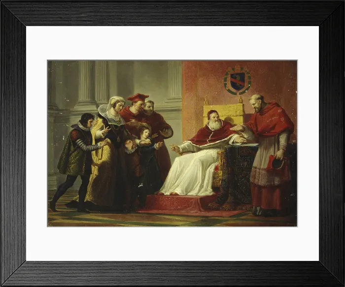 Framed Print : Sixtus V Refuses to Recognize his Sister and Nephews Presented in Princely Clothes (Sisto V rifiuta di riconoscere la sorella e i nipoti presentati in abiti principeschi)