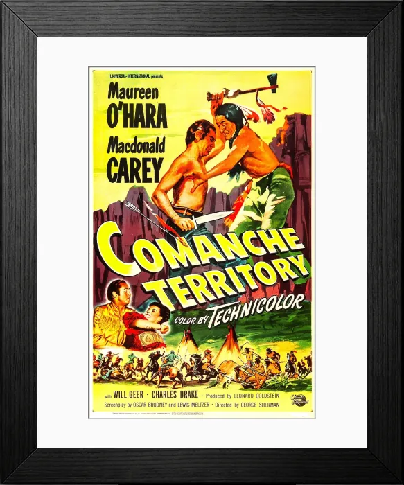 Framed Print : COMANCHE TERRITORY, US poster art, bottom from left: Macdonald Carey, Maureen O'Hara, 1950 Framed Print : COMANCHE TERRITORY, US poster art, bottom from left: Macdonald Carey, Maureen O'Hara, 1950