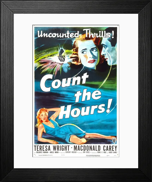 Framed Print : COUNT THE HOURS, US poster, top right: Teresa Wright, Macdonald Carey, bottom left: Dolores Moran, 1953