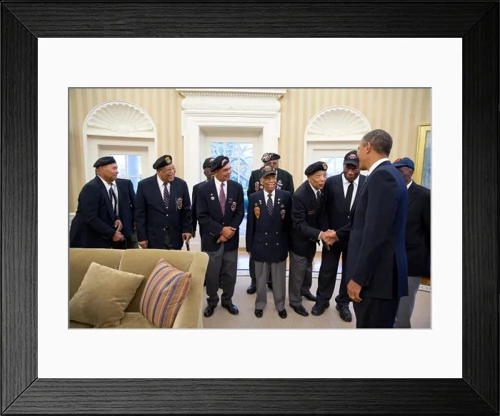 Framed Print : President Barack Obama greets veterans of the 2nd Ranger Infantry Company, Feb. 27, 2013. During the Korean War, the all-Black unit that specialized in irregular warfare Framed Print : President Barack Obama greets veterans of the 2nd Ranger Infantry Company, Feb. 27, 2013. During the Korean War, the all-Black unit that specialized in irregular warfare