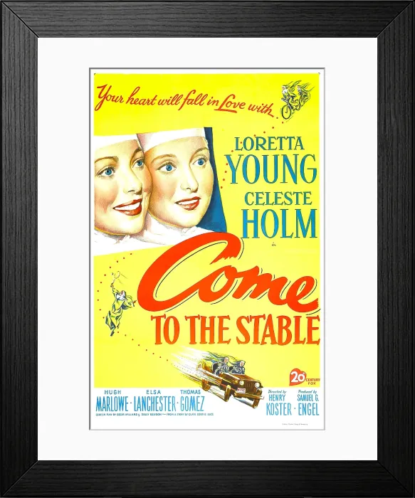 Framed Print : COME TO THE STABLE, US poster, from left: Loretta Young, Celeste Holm, 1949. TM and copyright 20th Century Fox Film Corp. All rights reserved / courtesy: Everett Collection Framed Print : COME TO THE STABLE, US poster, from left: Loretta Young, Celeste Holm, 1949. TM and copyright 20th Century Fox Film Corp. All rights reserved / courtesy: Everett Collection