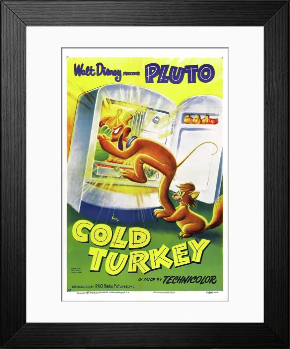 Framed Print : COLD TURKEY, US poster, Pluto (the dog), Milton (the cat), 1951