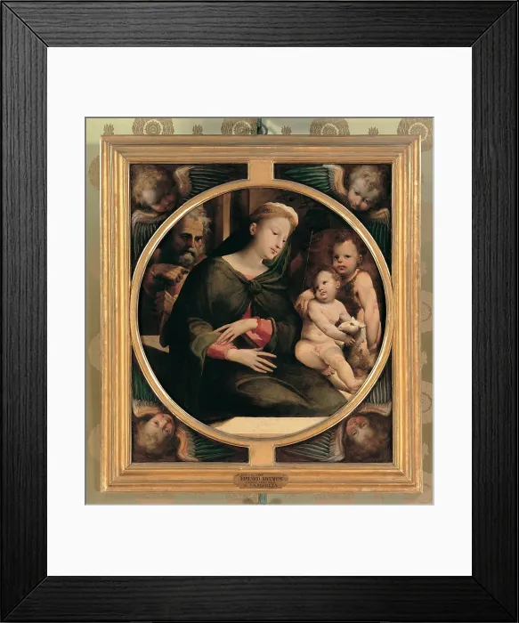 Framed Print : Domenico di Giacomo di Pace known as Beccafumi Domenico, Holy Family with the Infant St John the Baptist, 1520 - 1530, 16th Century, oil on panel, Italy, Tuscany, Florence