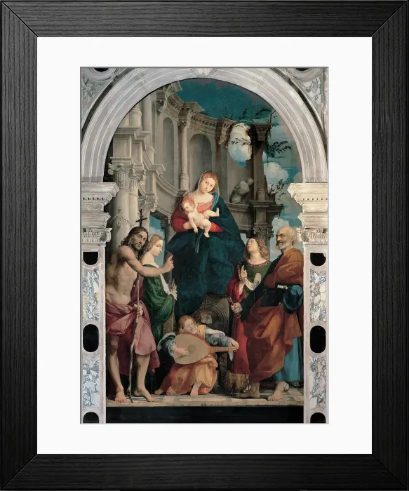 Framed Print : Sacchis Giovanni Antonio de known as il Pordenone, Enthroned Madonna with St John the Baptist, St Catherine, St Daniel and St Peter, 16th Century, panel, Italy, Veneto, Susegana Framed Print : Sacchis Giovanni Antonio de known as il Pordenone, Enthroned Madonna with St John the Baptist, St Catherine, St Daniel and St Peter, 16th Century, panel, Italy, Veneto, Susegana