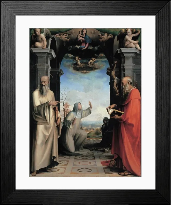 Framed Print : Domenico di Giacomo di Pace known as Beccafumi Domenico, Stigmatization of St Catherine of Siena, 1514, 16th Century, tempera and oil on canvas, Italy, Tuscany, Siena Framed Print : Domenico di Giacomo di Pace known as Beccafumi Domenico, Stigmatization of St Catherine of Siena, 1514, 16th Century, tempera and oil on canvas, Italy, Tuscany, Siena