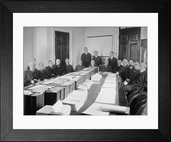 Framed Print : House Rules Committee, convening in Jan. 1917 during the 65th United States Congress. House Speaker, Champ Clark sets in center right at the end of the table (BSLOC_2017_2_153)