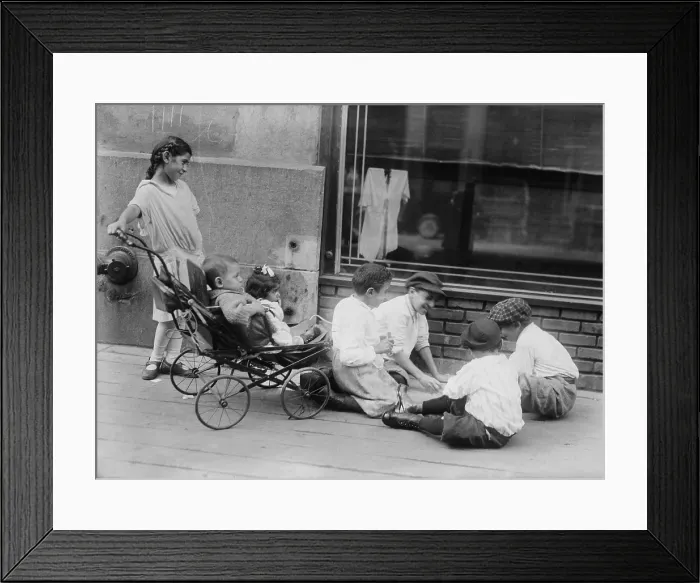 Framed Print : Lebanese-Syrian American children at play on the street in their New York City neighborhood, possibly, Bay Ridge, Brooklyn. Ca. 1910 Framed Print : Lebanese-Syrian American children at play on the street in their New York City neighborhood, possibly, Bay Ridge, Brooklyn. Ca. 1910