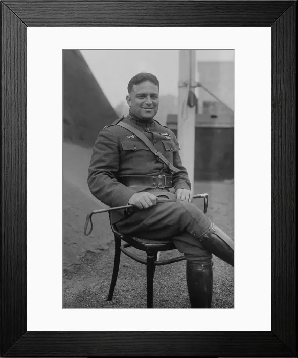 Framed Print : Congressman Fiorella La Guardia as an United States Army Air Service officer in World War 1. Major La Guardia commanded a bomber unit on the Italian-Austrian front, c