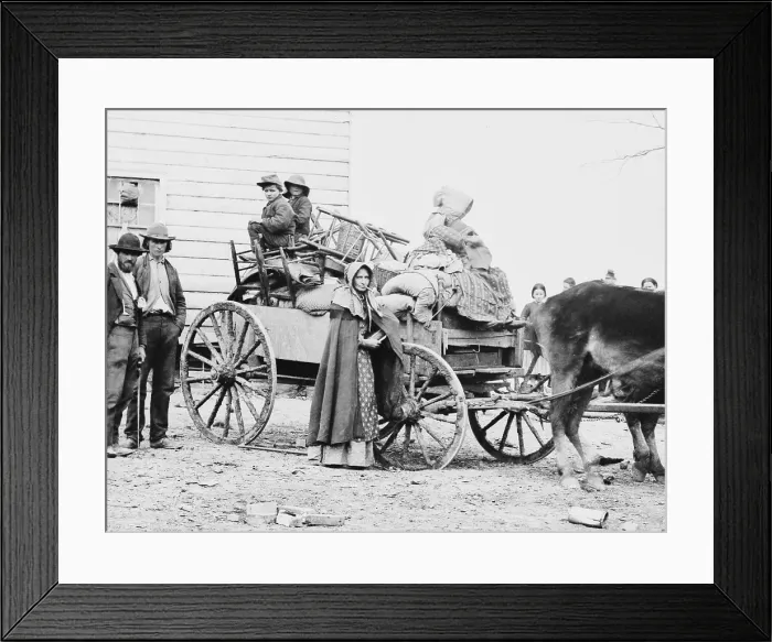 Framed Print : DEPARTURE FROM THE OLD HOMESTEAD, an 1862 photograph by George Barnard shows a American family on the move during the Civil War Framed Print : DEPARTURE FROM THE OLD HOMESTEAD, an 1862 photograph by George Barnard shows a American family on the move during the Civil War
